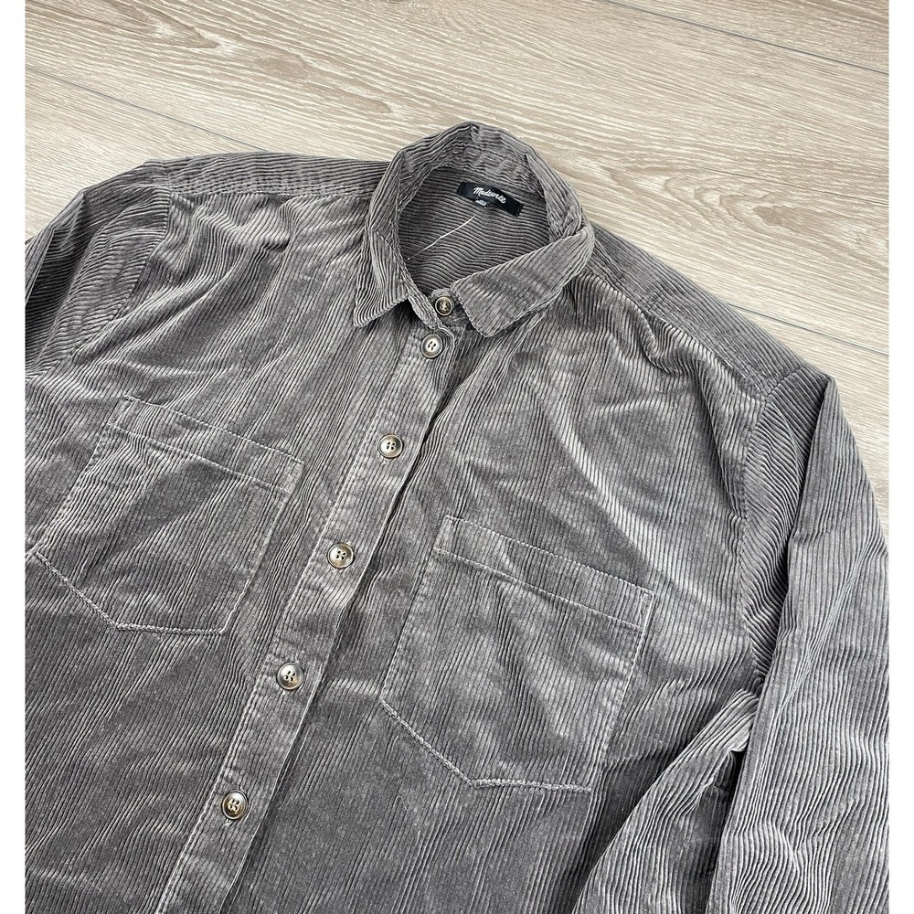 Madewell Men's Long Sleeve Corduroy Button Up Shirt Grey Size XXL